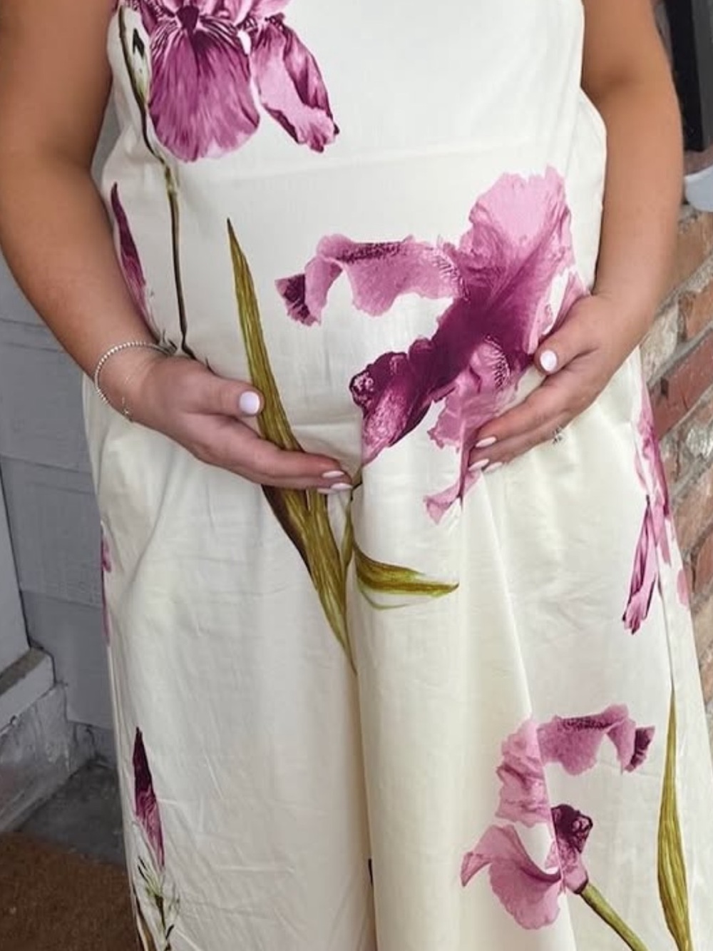 Anthropologie Cream Maxi Dress with Pink Floral Print - worn once! Like new!!!